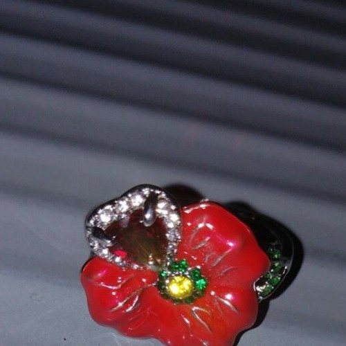 Mac ring new, silver plated with enamel and crystals
