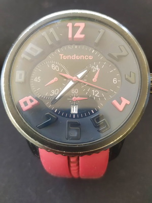 Tendence Round Gulliver Chronograph men's watch used, black and red
