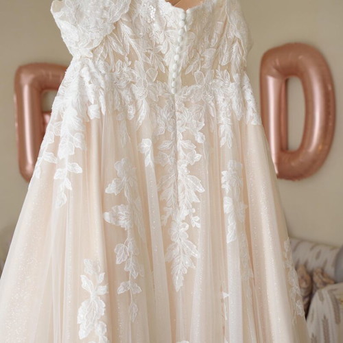 Pronovias Athenav wedding dress like new, sugar color, detachable sleeves, size L