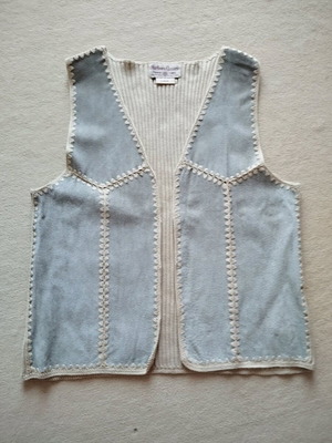 Γιλέκο Marlboro σαν καινούργιο, δέρμα/καστόρι και πλεκτό, μπεζ, μεγέθη M και L