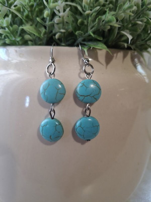 Turquoise Dangling Earrings Silver Shades New