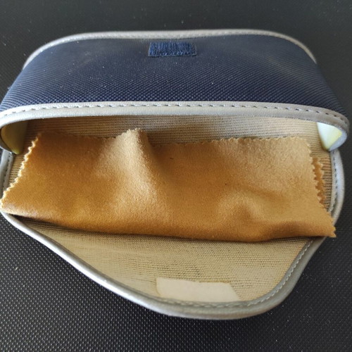 Sergio Tacchini glasses case used, blue with silver details