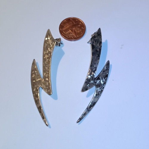 Silver handmade lightning bolt earrings like new