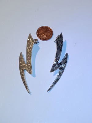 Silver handmade lightning bolt earrings like new