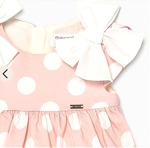 Mayoral Dotty dress with bows for newborn girl - Pale Blush