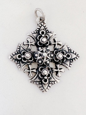 Vintage Malta Knights Cross silver 925 pendant used, handmade