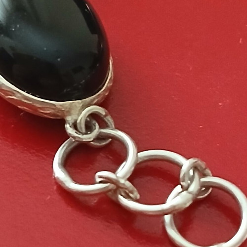 Silver 925 bracelet with obsidian for many sizes like new