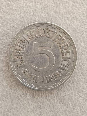 Austria 5 Schilling Coin 1952 used, aluminum