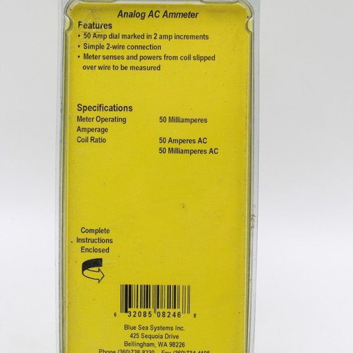 AC Ammeter Blue Sea Systems 0-50A for 120/230V new