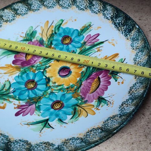 Serving platter with flowers by Greek craft brand Keramikos like new