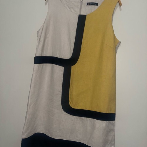 Kaleidoscope 100% linen dress new, black and beige