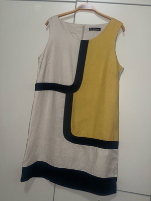 Kaleidoscope 100% linen dress new, black and beige