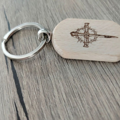 Keychain with engraving of Saint Paisios and the martyr's cross new