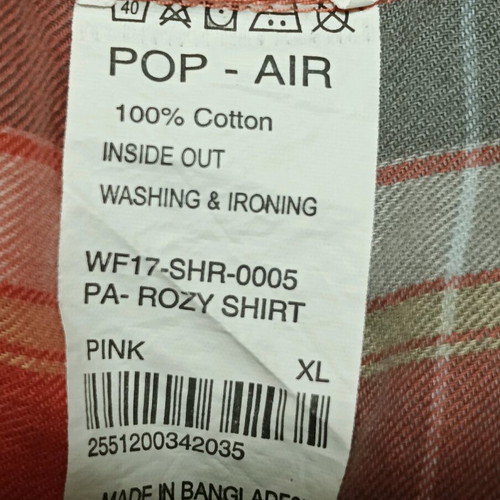 Pop Air checked shirt XL new, 100% cotton