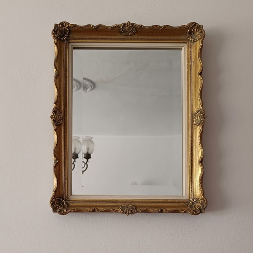 Bijouterie rectangular mirror with carved gilded frame, like new