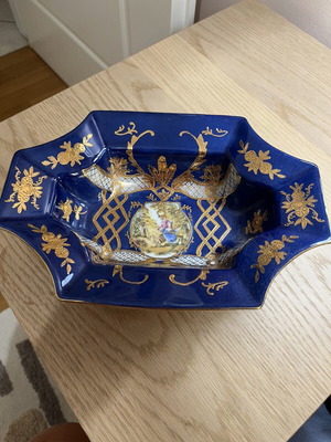 Vintage Limoge Porcelain Bowl Cobalt Blue & Gold Fragonard like new