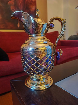 Coffee or Tea Thermos Jug new, gold with purple details