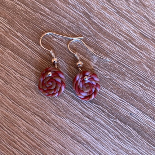 Handmade earrings made of clay, multicolored