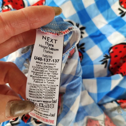 Next girls dress size 11 like new blue check with strawberries
