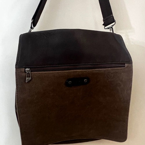 New Man messenger bag like new, leather and cotton brown shades