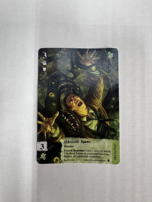 Call of Cthulhu Cthuloid Spawn promo card used, curved