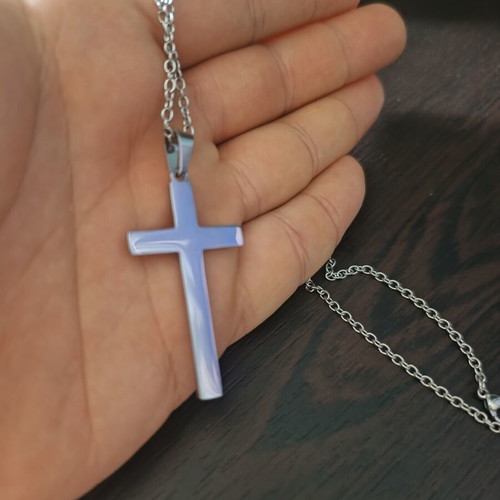 Men's cross stainless steel gloss, like new, silver color