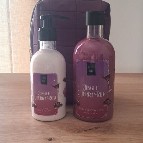 Body lotion and shower gel Cherry rum with pouch new