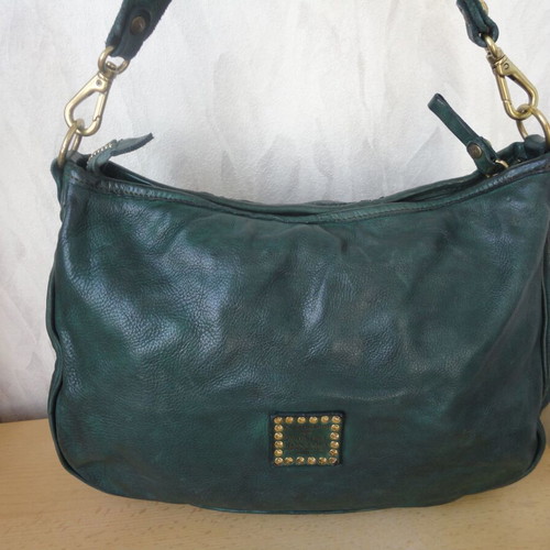 Campomaggi shoulder bag made of natural leather like new, dark green