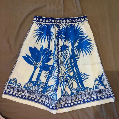 Zara satin bermuda shorts with pockets boho chic tropical oversized Small used