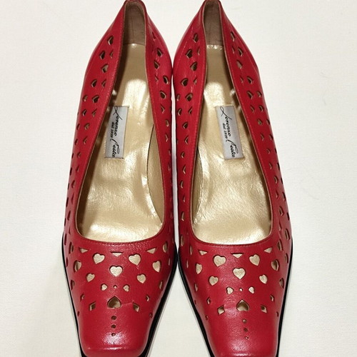 Lorenzo Festa red leather pumps like new, size 40
