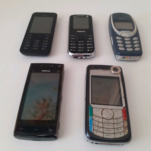 Nokia old cell phones used, set of 5 pieces