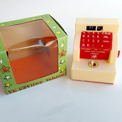 Wind-up toy cash register The Smart Cashier 1980s, Afoi Antonopouloi
