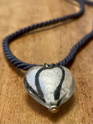 Murano necklace new blue silver-white heart authentic
