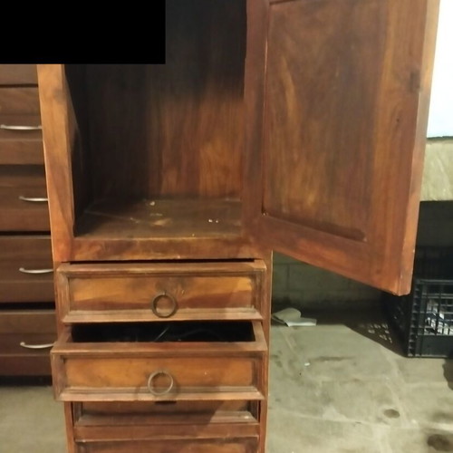 Rustic wooden slim-line armoire cabinet