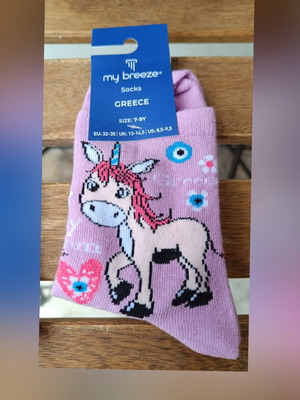Children's socks with donkey unicorn design new, white multicolor