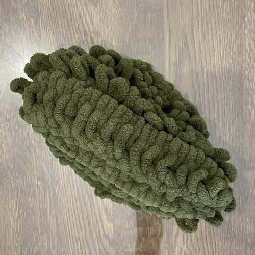 Handmade bucket bag in forest green micropolyester