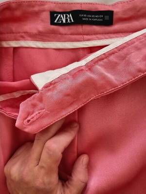 Zara women's satin pants, pink, XS