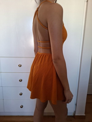 Bershka one-piece orange like new, size S
