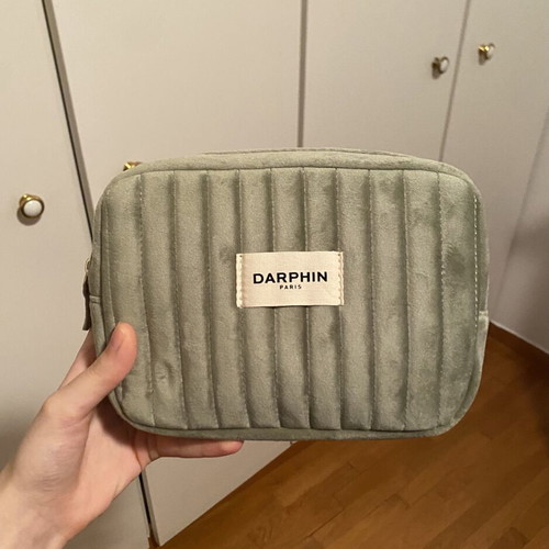 Darphin green velvet skincare makeup pouch