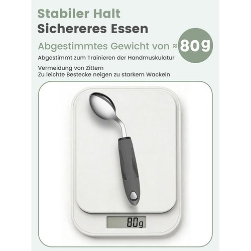 Adaptive left-hand weighted cutlery set, 4 pieces, 42/45° angle
