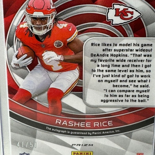 Rashee Rice Rookie Autograph Card 2023 Neon Blue RC Auto, new