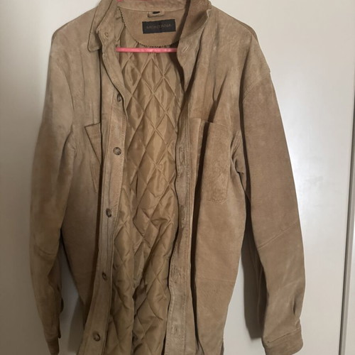 Unisex suede jacket beige with quilted lining like new