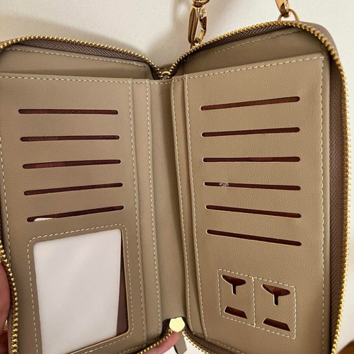 Pearl Angelli crossbody wallet bag used, beige, with compartments