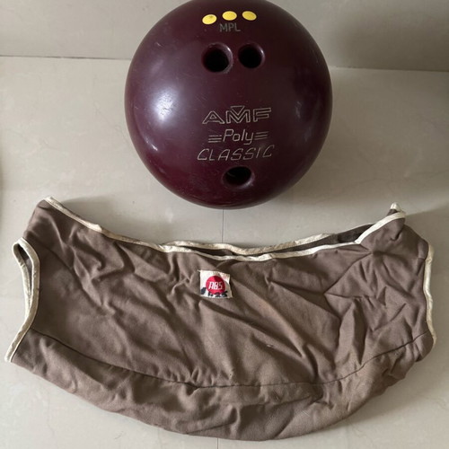 AMF bowling ball used with case, vintage, 6kg