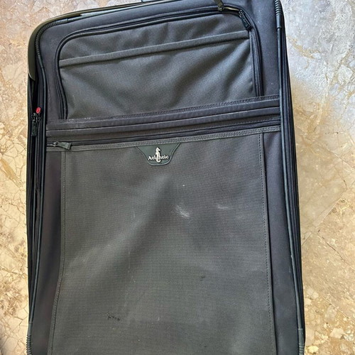 Travel suitcase used, black, dimensions 77x53x26