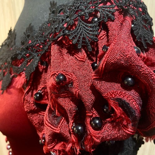 Punkrave Gothic Victorian ruby satin dress