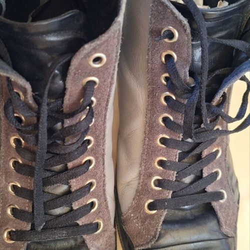 Men's leather boots used, black and gray, size 41-41.5