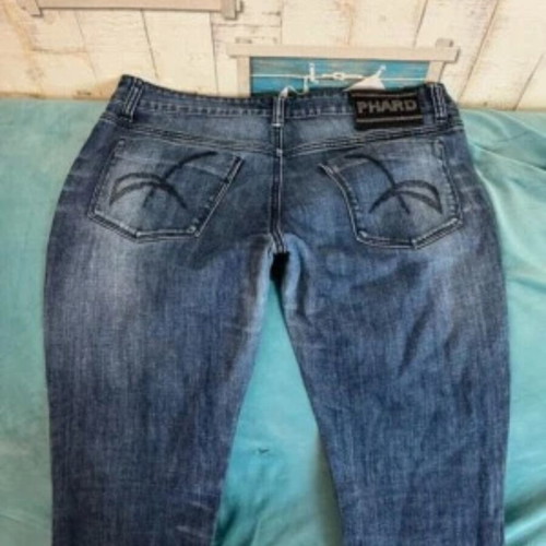 Phard Low Rise Jeans Size 31 Straight Leg Rhinestones used, blue