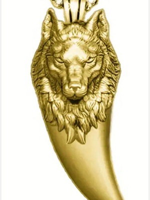 Fashionable wolf necklace new, gold plated