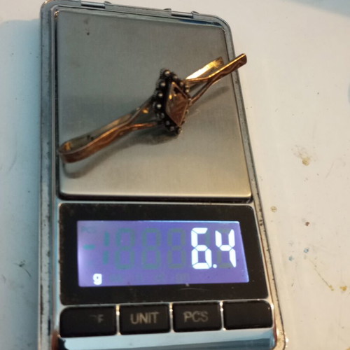 Silver Gold 925 9k Rodian Tie Clip used, engraved